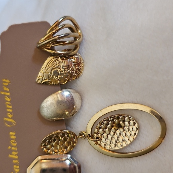 Vtg 1980s Set of Six Single Gold Silver and Blue Earrings - Picture 3 of 4